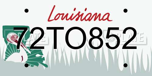 72TO852 Louisiana License Plate