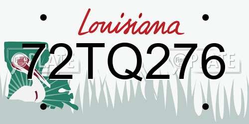 72TQ276 Louisiana License Plate