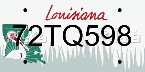 72TQ598 Louisiana License Plate