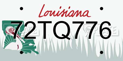 72TQ776 Louisiana License Plate