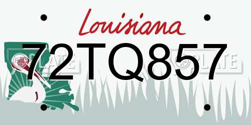 72TQ857 Louisiana License Plate