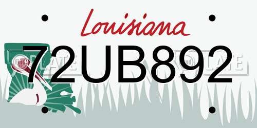 72UB892 Louisiana License Plate