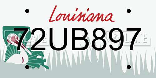 72UB897 Louisiana License Plate