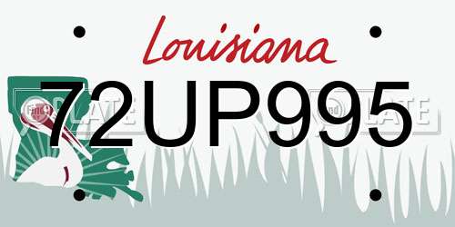 72UP995 Louisiana License Plate