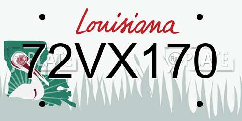 72VX170 Louisiana License Plate