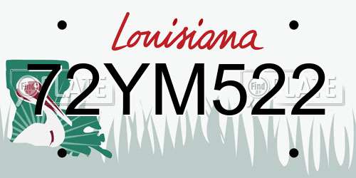 72YM522 Louisiana License Plate