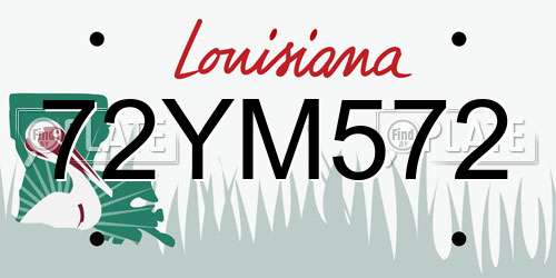 72YM572 Louisiana License Plate