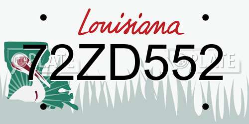 72ZD552 Louisiana License Plate