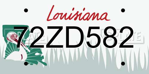 72ZD582 Louisiana License Plate