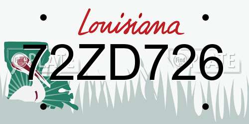 72ZD726 Louisiana License Plate