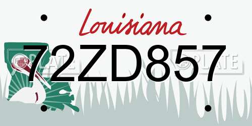 72ZD857 Louisiana License Plate