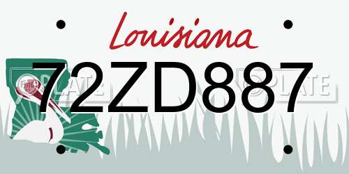 72ZD887 Louisiana License Plate