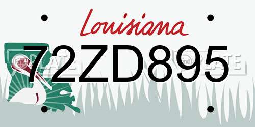 72ZD895 Louisiana License Plate