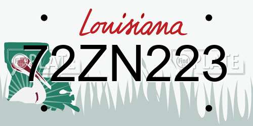 72ZN223 Louisiana License Plate