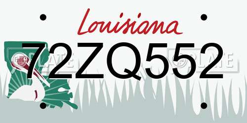 72ZQ552 Louisiana License Plate