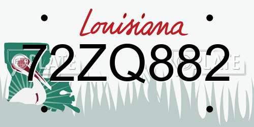 72ZQ882 Louisiana License Plate