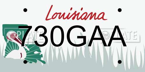 730GAA Louisiana License Plate