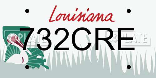 732CRE Louisiana License Plate