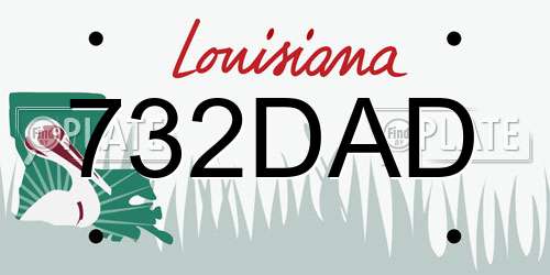 732DAD Louisiana License Plate