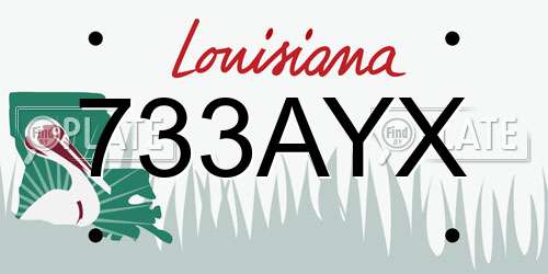 733AYX Louisiana License Plate