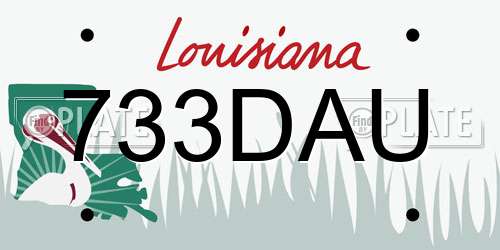 733DAU Louisiana License Plate