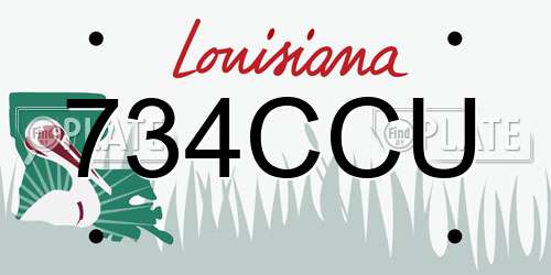 734CCU Louisiana License Plate