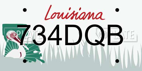 734DQB Louisiana License Plate