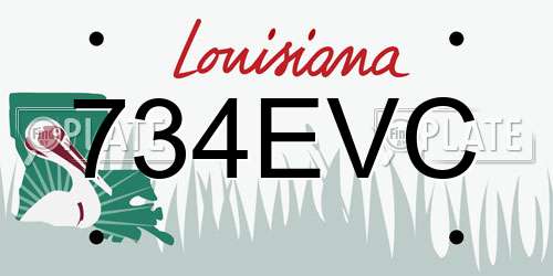 734EVC Louisiana License Plate