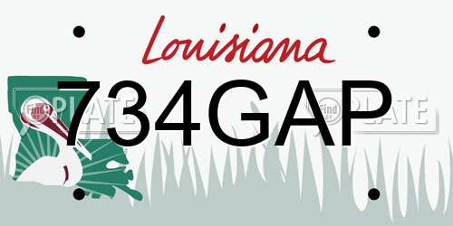 734GAP Louisiana License Plate