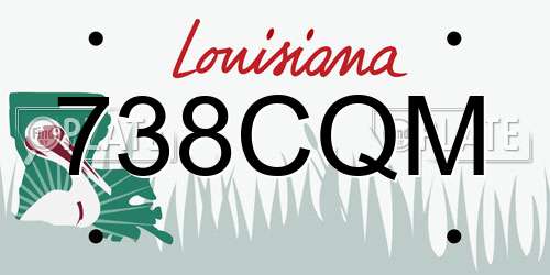 738CQM Louisiana License Plate