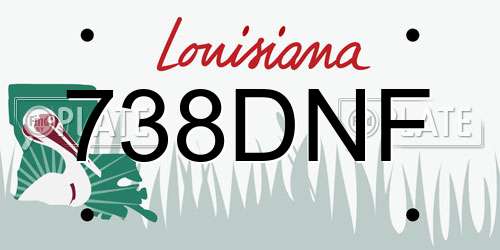 738DNF Louisiana License Plate