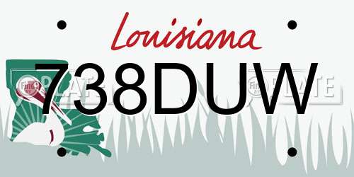 738DUW Louisiana License Plate
