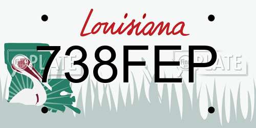 738FEP Louisiana License Plate
