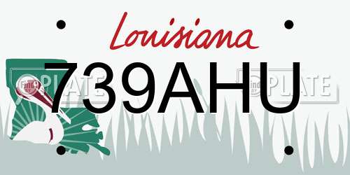 739AHU Louisiana License Plate