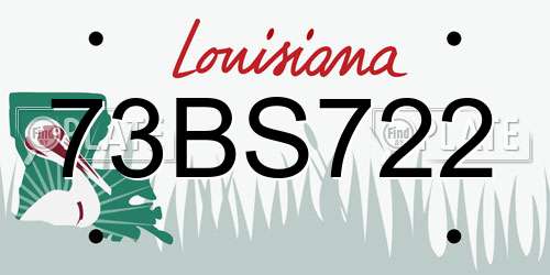 73BS722 Louisiana License Plate