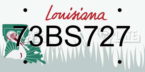 73BS727 Louisiana License Plate