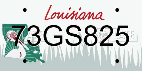 73GS825 Louisiana License Plate