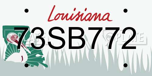 73SB772 Louisiana License Plate