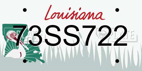 73SS722 Louisiana License Plate