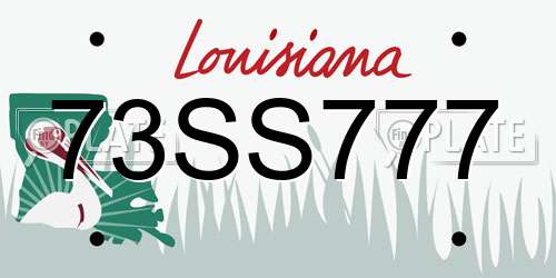 73SS777 Louisiana License Plate