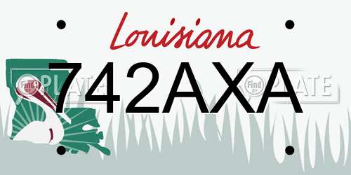 742AXA Louisiana License Plate