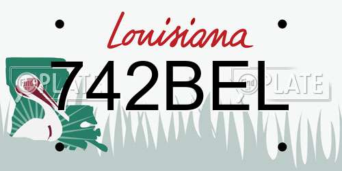 742BEL Louisiana License Plate