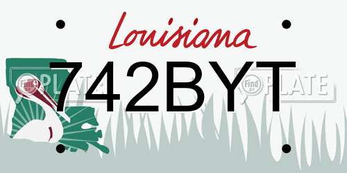 742BYT Louisiana License Plate