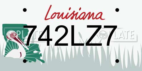 742LZ7 Louisiana License Plate
