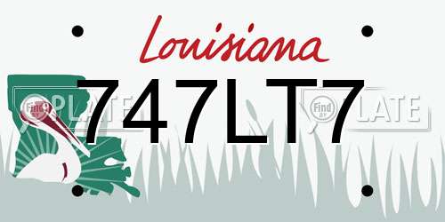 747LT7 Louisiana License Plate