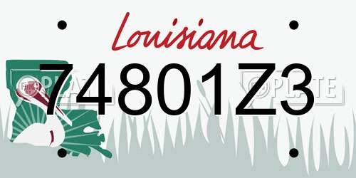 74801Z3 Louisiana License Plate