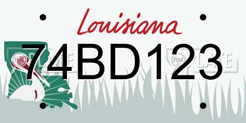 74BD123 Louisiana License Plate