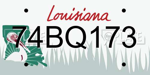 74BQ173 Louisiana License Plate