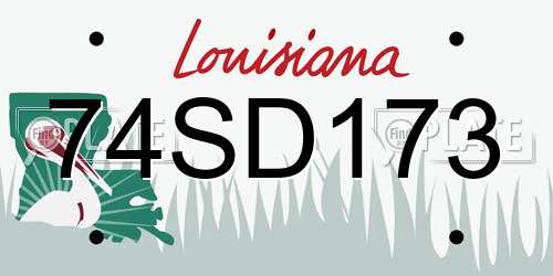 74SD173 Louisiana License Plate