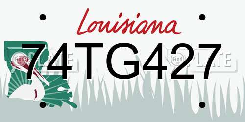 74TG427 Louisiana License Plate